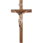 Kruzifix-Wandkreuz – 35,6 cm großes Wandkruzifix aus Olivenholz, handbemaltes Harz-Jesus auf Holzkruzifix, katholische Heimdekoration, Einweihungsfeier, religiöse Geschenke