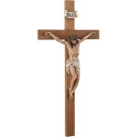 Kruzifix-Wandkreuz – 35,6 cm großes Wandkruzifix aus Olivenholz, handbemaltes Harz-Jesus auf Holzkruzifix, katholische Heimdekoration, Einweihungsfeier, religiöse Geschenke