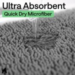 GORILLA GRIP Badvorleger, dickes, weiches, saugfähiges Chenille, schnell trocknende Mikrofasermatten, waschbare Duschbodenteppiche mit Gummirückseite, in den USA entworfene Badezimmer-Badematte, Heimdekorationszubehör, 24 x 17, Grau