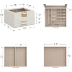 SONGMICS GISELLA-Kollektion – Schmuckkästchen-Organizer, 3-lagige Schmuckaufbewahrung mit 2 Schubladen, glänzende Metallbeschläge, Glasdeckel, modern, 8 x 9,1 x 5,3 Zoll, Wolkenweiß und Goldfarbe UJBC239WT SONGMICS GISELLA-Kollektion – Schmuckkästchen-Organizer, 3-lagige Schmuckaufbewahrung mit 2 Schubladen, glänzende Metallbeschläge, Glasdeckel, modern, 8 x 9,1 x 5,3 Zoll, Wolkenweiß und Goldfarbe UJBC239WT