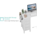 Lufeiya Weißer L-förmiger Computertisch mit Schubladen und Ablagefächern, 47-Zoll-Eck-Wendeschreibtisch mit Steckdose für Heimbüro-Schlafzimmer, L-förmiger PC-Schreibtisch für Teenager mit Stoffschublade, Weiß Lufeiya Weißer L-förmiger Computertisch mit Schubladen und Ablagefächern, 47-Zoll-Eck-Wendeschreibtisch mit Steckdose für Heimbüro-Schlafzimmer, L-förmiger PC-Schreibtisch für Teenager mit Stoffschublade, Weiß