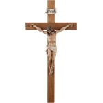 Kruzifix-Wandkreuz – 35,6 cm großes Wandkruzifix aus Olivenholz, handbemaltes Harz-Jesus auf Holzkruzifix, katholische Heimdekoration, Einweihungsfeier, religiöse Geschenke