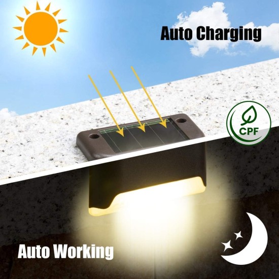 SOLPEX Solar-Terrassenleuchten für den Außenbereich, 16 Stück, Solar-Stufenleuchten, wasserdichte LED-Solarleuchten für Außentreppen, Stufen, Zäune, Hof, Terrasse und Wege (warmweiß)