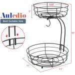 Auledio Eisen-Aufsatzkorb mit 2 Ebenen, Obst- und Gemüsekorb, Schüsselaufbewahrung mit Bananenaufhänger, Schwarz, 64 Unzen Auledio Eisen-Aufsatzkorb mit 2 Ebenen, Obst- und Gemüsekorb, Schüsselaufbewahrung mit Bananenaufhänger, Schwarz, 64 Unzen