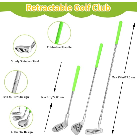 AOSITE Kleinkind-Golfset, 5-in-1-Klebe-Golfspielspielzeug für Kinder mit 3 Golfschlägern, Putting-Matte, 4-seitigem Chipping-Netz, Golfsport für Kinder, Indoor-Outdoor-Spielzeug, Kinder-Golfset, Aktivitätsparty, Geburtstagsgeschenk ab 3 Jahren
