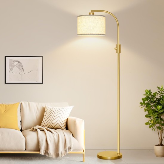 Nintiue Upgraded Modern Arc Dimmbare hohe Steh-Stehlampe mit Leinenschirm, 1200 Lumen LED-Glühbirne im Lieferumfang enthalten, für Wohn- und Lesezimmer, Schlafzimmer, Büro und Kinderzimmer, Gold Nintiue Upgraded Modern Arc Dimmbare hohe Steh-Stehlampe mit Leinenschirm, 1200 Lumen LED-Glühbirne im Lieferumfang enthalten, für Wohn- und Lesezimmer, Schlafzimmer, Büro und Kinderzimmer, Gold