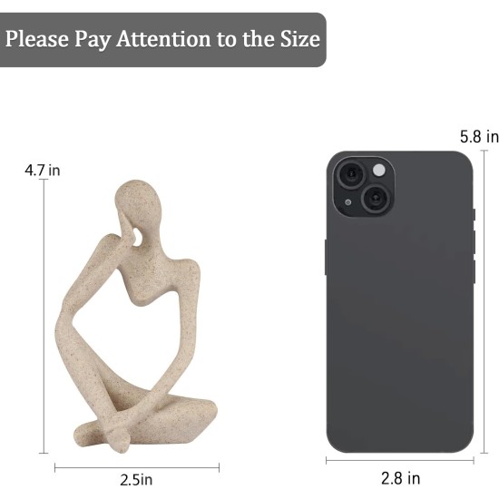 Sandstein-Harz, Denker-Stil, abstrakte Skulptur, Statue, Sammlerfiguren, Heimbüro, Bücherregal, Desktop-Dekoration (kleiner Sandstein, links)