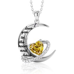 Distanz-Valentinstagsgeschenk „I Love You to The Moon and Back“-Halskette für Frauen, S925-Sterlingsilber-Herz-Geburtsstein-Halskette „Forever Love“, Jubiläums-Geburtstags-Schmuckgeschenke für ihre Ehefrau