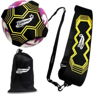 Fußball-Kick-Wurf-Solo-Übungs-Trainingshilfe – verstellbarer Hüftgurt für Kinder und Erwachsene mit elastischer Kordel, perfekt zur Verbesserung der Ballkontrollfähigkeiten (mehrere Ballgrößen), inklusive Aufbewahrungstasche