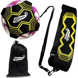 Fußball-Kick-Wurf-Solo-Übungs-Trainingshilfe – verstellbarer Hüftgurt für Kinder und Erwachsene mit elastischer Kordel, perfekt zur Verbesserung der Ballkontrollfähigkeiten (mehrere Ballgrößen), inklusive Aufbewahrungstasche
