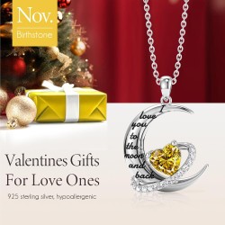 Distanz-Valentinstagsgeschenk „I Love You to The Moon and Back“-Halskette für Frauen, S925-Sterlingsilber-Herz-Geburtsstein-Halskette „Forever Love“, Jubiläums-Geburtstags-Schmuckgeschenke für ihre Ehefrau