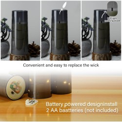 Flammenlose LED-Kerzen mit Timer, 5 Stück, flackernde flammenlose Kerzen für romantisches Ambiente und Heimdekoration, stabile Acrylschale, mit eingebetteter Sternschnur, batteriebetriebene Kerzen (grau)