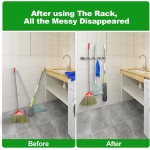 voze 5 Regale und 4 Haken, Mopp- und Besenhalter, Wandhalterung, selbstklebend, robust, Besenaufhänger, Organizer, Aufbewahrung, Werkzeugregale für Küche, Garten, Wäscherei, Garage