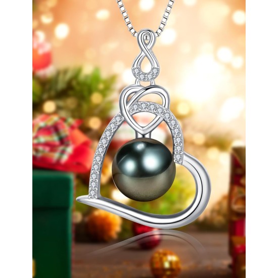 Geschenke für Frauen – Halskette mit schwarzen Tahiti-Perlen – Geschenk für Frau, Hochzeit, Geburtstag, Jahrestag, Schmuck – Mutter, Freundin, Muttertag, Geschenke für Mutter, Frauen, Valentinstag, Weihnachten