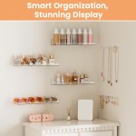 upsimples Acryl-Regale für Badezimmer-Aufbewahrung, 38,1 cm große schwebende Regale, Wand-Organizer für Parfüm, Make-up, Hautpflege, Kinder-Bücherregal für Schlafzimmer, Kinderzimmer, Wohnzimmer-Dekoration, transparent, 4 Stück