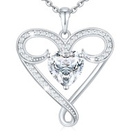 Infinity Necklace for Women, 925 Sterling Silver Heart Necklace with 5A Zircon, White Gold Plated Adjustable Chain, Gift for Valentine's Day, Birthday, Anniversary for Wife, Girlfriend, Mom