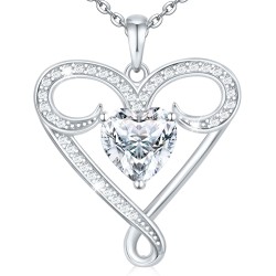 Unendlichkeits-Halskette für Damen, Herz-Halskette aus 925er-Sterlingsilber mit 5A-Zirkon, weißvergoldete verstellbare Kette, Geschenk zum Valentinstag, Geburtstag, Jahrestag für Ehefrau, Freundin, Mutter