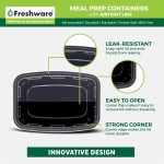 Freshware Meal-Prep-Behälter [50er-Pack] Frischhaltedosen mit 1 Fach und Deckel, Bento-Box, BPA-frei, stapelbar, mikrowellen-/spülmaschinen-/gefriergeeignet (16 oz)