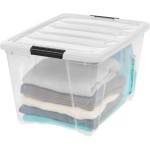 IRIS USA 6er-Pack 54 Quart stapelbare Aufbewahrungsbehälter mit Deckel [Hergestellt in den USA] – Alltagsorganisator mit Verriegelung, durchsichtiger Kunststoff, Organisationsbehälter, Schrank, Schlafzimmer, Regaleinheiten, Heimaufbewahrung – transparent/