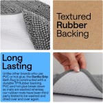 GORILLA GRIP Badvorleger, dickes, weiches, saugfähiges Chenille, schnell trocknende Mikrofasermatten, waschbare Duschbodenteppiche mit Gummirückseite, in den USA entworfene Badezimmer-Badematte, Heimdekorationszubehör, 24 x 17, Grau