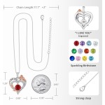 Rosen-Geburtsstein-Herz-Halsketten für Frauen, S925-Sterlingsilber, „I Love You“, Schmuck, Geschenk für Frauen, Geburtstag, Hochzeitstag, Muttertagsgeschenke für Mutter, Mutter, Ehefrau, Freundin mit Geburtsstein-Anhänger-Halskette