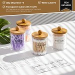 4er-Pack Qtip-Halter-Spender mit Bambusdeckeln – 10 oz durchsichtige Apothekergläser aus Kunststoff für die Aufbewahrung von Schmink- und Make-up-Organizern – Badezimmerzubehör-Set für Wattestäbchen, Ball, Pads, Zahnseide 4er-Pack Qtip-Halter-Spender mit Bambusdeckeln – 10 oz durchsichtige Apothekergläser aus Kunststoff für die Aufbewahrung von Schmink- und Make-up-Organizern – Badezimmerzubehör-Set für Wattestäbchen, Ball, Pads, Zahnseide