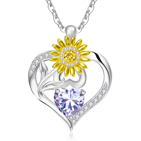 RIVIKO Valentinstagsgeschenke für Sie – Halskette mit Geburtsstein „Sonnenblume“ für Frauen, Herzanhänger aus 925er-Sterlingsilber, Jubiläums-Geburtstagsgeschenke für Frauen, Schmuck mit Geburtssteinen für Ehefrau und Mutter RIVIKO Valentinstagsgeschenke für Sie – Halskette mit Geburtsstein „Sonnenblume“ für Frauen, Herzanhänger aus 925er-Sterlingsilber, Jubiläums-Geburtstagsgeschenke für Frauen, Schmuck mit Geburtssteinen für Ehefrau und Mutter