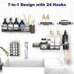 Dusch-Caddy, selbstklebender Dusch-Organizer, 7er-Pack, rostfreie Edelstahl-Badezimmerregale, großes Fassungsvermögen, ohne Bohren, Aufbewahrungszubehör mit Seifenschale, Zahnbürstenhalter und 24 Haken, Heimdekoration Dusch-Caddy, selbstklebender Dusch-Organizer, 7er-Pack, rostfreie Edelstahl-Badezimmerregale, großes Fassungsvermögen, ohne Bohren, Aufbewahrungszubehör mit Seifenschale, Zahnbürstenhalter und 24 Haken, Heimdekoration