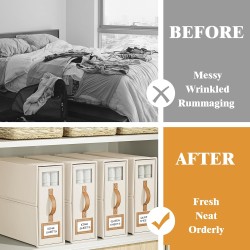 4er-Pack faltbare Bettwäsche-Sets, Organizer und Aufbewahrung (King- und Queen-Size-Größe), Schrank-Organizer aus Leinenstoff mit Fenster, faltbare Bettwäsche-Aufbewahrungsbox für Bettwäsche und Kissenwürfel-Organizer, Beige