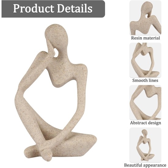 Sandstein-Harz, Denker-Stil, abstrakte Skulptur, Statue, Sammlerfiguren, Heimbüro, Bücherregal, Desktop-Dekoration (kleiner Sandstein, links)