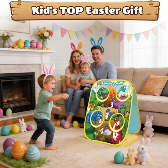 3-in-1-Dinosaurier-Futter-Sitzsack-Wurfspiel für Jungen und Kleinkinder im Alter von 3 4 bis 5 Jahren, Osterkörbchenfüller, Outdoor-Spielzeug außerhalb des Hinterhofrasens, Indoor-Familienpartyspiel, Geburtstagsgeschenke für 3–5 Vorschulkinder