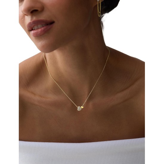 ASHINE 14K vergoldete Doppelherz-Halskette mit Zirkonia, süße zierliche Liebesherz-Halskette für Frauen zum Valentinstag