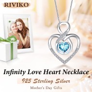 RIVIKO Unendlichkeits-Herz-Symbol-Halskette für Frauen, 925er Sterlingsilber, Liebesherz-Anhänger, Valentinstag, Jahrestag, Geburtstag, Weihnachten, Schmuck, Geschenke für Frauen, Mutter, Ehefrau, Schwester, ihre Freunde