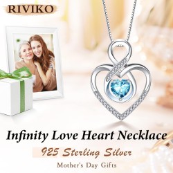 RIVIKO Unendlichkeits-Herz-Symbol-Halskette für Frauen, 925er Sterlingsilber, Liebesherz-Anhänger, Valentinstag, Jahrestag, Geburtstag, Weihnachten, Schmuck, Geschenke für Frauen, Mutter, Ehefrau, Schwester, ihre Freunde
