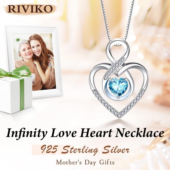 RIVIKO Unendlichkeits-Herz-Symbol-Halskette für Frauen, 925er Sterlingsilber, Liebesherz-Anhänger, Valentinstag, Jahrestag, Geburtstag, Weihnachten, Schmuck, Geschenke für Frauen, Mutter, Ehefrau, Schwester, ihre Freunde RIVIKO Unendlichkeits-Herz-Symbol-Halskette für Frauen, 925er Sterlingsilber, Liebesherz-Anhänger, Valentinstag, Jahrestag, Geburtstag, Weihnachten, Schmuck, Geschenke für Frauen, Mutter, Ehefrau, Schwester, ihre Freunde