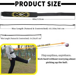 Fußball-Kick-Wurf-Solo-Übungs-Trainingshilfe – verstellbarer Hüftgurt für Kinder und Erwachsene mit elastischer Kordel, perfekt zur Verbesserung der Ballkontrollfähigkeiten (mehrere Ballgrößen), inklusive Aufbewahrungstasche