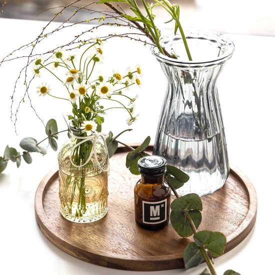 11,5 Zoll Kerzenhalter-Tablett, Heimdekoration, rundes Holztablett für Couchtisch, kleine dekorative Serviertabletts aus Holz für Zuhause