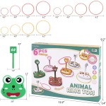 Tierisches Ringwurfspiel-Spielzeugset für Kinder, 6 Zielscheibenständer und 36 Ringe kombiniert, Indoor-Outdoor-Partyhof, Familienaktivität für Erwachsene, Feiertagsgeschenk, Geburtstagsgeschenk für Kleinkinder, Jungen, Mädchen, Kinder ab 3 Jahren
