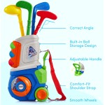 PJG Golf-Set für Kleinkinder, Kunststoff-Golfschläger für Kinder im Alter von 1 2 3 4 5 Jahren mit 4 Golfschlägern und 10 Bällen, Golfspielzeug für Kleinkinder im Innen- und Außenbereich mit Wagen für Jungen und Mädchen zum Geburtstag (blau)