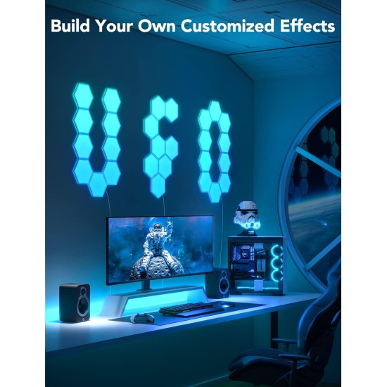 Govee Glide Hexa-Lichtpaneele, RGBIC-Hexagon-LED-Wandleuchten, Wi-Fi-Smart-Home-Kreativwandleuchten mit Musiksynchronisierung, funktioniert mit Alexa Google Assistant für Indoor-Gaming-Dekoration, 10er-Pack