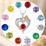 Rosen-Geburtsstein-Herz-Halsketten für Frauen, S925-Sterlingsilber, „I Love You“, Schmuck, Geschenk für Frauen, Geburtstag, Hochzeitstag, Muttertagsgeschenke für Mutter, Mutter, Ehefrau, Freundin mit Geburtsstein-Anhänger-Halskette