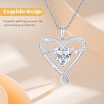 Unendlichkeits-Halskette für Damen, Herz-Halskette aus 925er-Sterlingsilber mit 5A-Zirkon, weißvergoldete verstellbare Kette, Geschenk zum Valentinstag, Geburtstag, Jahrestag für Ehefrau, Freundin, Mutter