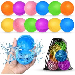 12 wiederverwendbare Wasserballons, Pool-Strand-Wasserspielzeug für Jungen und Mädchen, Outdoor-Sommerspielzeug für Kinder im Alter von 3–12 Jahren