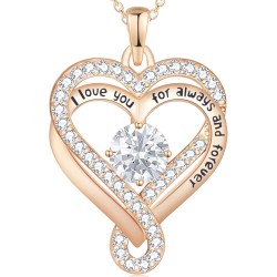 Geburtsstein-Herz-Halsketten für Frauen, Unendlichkeits-Anhänger aus S925-Sterlingsilber, Schmuck für Frauen, Hochzeitstag, Geburtstag, Muttertagsgeschenke für Mutter, Mutter, Ehefrau, Freundin