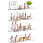 upsimples Acryl-Regale für Badezimmer-Aufbewahrung, 38,1 cm große schwebende Regale, Wand-Organizer für Parfüm, Make-up, Hautpflege, Kinder-Bücherregal für Schlafzimmer, Kinderzimmer, Wohnzimmer-Dekoration, transparent, 4 Stück