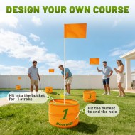 Bearwill Golf-Eimerspiel für Familie, Erwachsene und Kinder, tragbarer 6-Loch-Golfplatz mit Bällen und Flagge, Outdoor-/Indoor-Golfplatzspiel für Park, Strand, Rasen, Camping