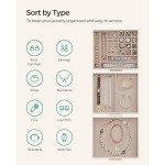 SONGMICS GISELLA-Kollektion – Schmuckkästchen-Organizer, 3-lagige Schmuckaufbewahrung mit 2 Schubladen, glänzende Metallbeschläge, Glasdeckel, modern, 8 x 9,1 x 5,3 Zoll, Wolkenweiß und Goldfarbe UJBC239WT SONGMICS GISELLA-Kollektion – Schmuckkästchen-Organizer, 3-lagige Schmuckaufbewahrung mit 2 Schubladen, glänzende Metallbeschläge, Glasdeckel, modern, 8 x 9,1 x 5,3 Zoll, Wolkenweiß und Goldfarbe UJBC239WT