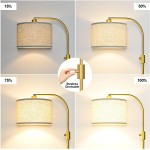Nintiue Upgraded Modern Arc Dimmbare hohe Steh-Stehlampe mit Leinenschirm, 1200 Lumen LED-Glühbirne im Lieferumfang enthalten, für Wohn- und Lesezimmer, Schlafzimmer, Büro und Kinderzimmer, Gold Nintiue Upgraded Modern Arc Dimmbare hohe Steh-Stehlampe mit Leinenschirm, 1200 Lumen LED-Glühbirne im Lieferumfang enthalten, für Wohn- und Lesezimmer, Schlafzimmer, Büro und Kinderzimmer, Gold