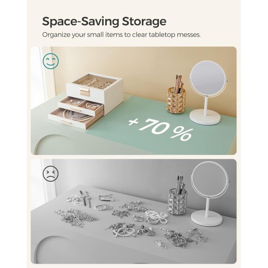 SONGMICS GISELLA-Kollektion – Schmuckkästchen-Organizer, 3-lagige Schmuckaufbewahrung mit 2 Schubladen, glänzende Metallbeschläge, Glasdeckel, modern, 8 x 9,1 x 5,3 Zoll, Wolkenweiß und Goldfarbe UJBC239WT SONGMICS GISELLA-Kollektion – Schmuckkästchen-Organizer, 3-lagige Schmuckaufbewahrung mit 2 Schubladen, glänzende Metallbeschläge, Glasdeckel, modern, 8 x 9,1 x 5,3 Zoll, Wolkenweiß und Goldfarbe UJBC239WT