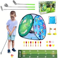 AOSITE Kleinkind-Golfset, 5-in-1-Klebe-Golfspielspielzeug für Kinder mit 3 Golfschlägern, Putting-Matte, 4-seitigem Chipping-Netz, Golfsport für Kinder, Indoor-Outdoor-Spielzeug, Kinder-Golfset, Aktivitätsparty, Geburtstagsgeschenk ab 3 Jahren